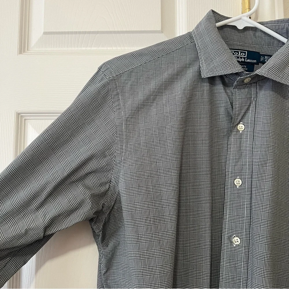 Polo Ralph Lauren Estate Custom Fit Gray Check Dress Shirt Size 16.5 / 42